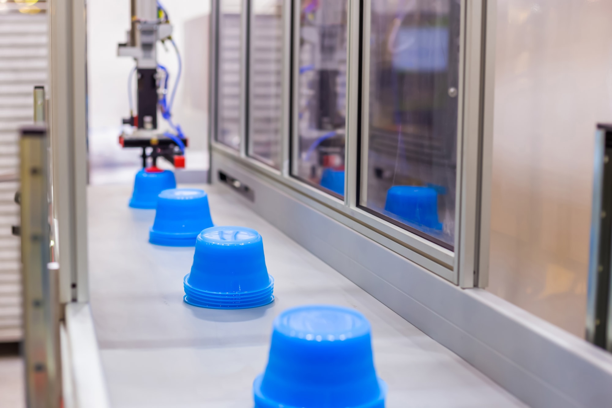 Production line with injection moulded products